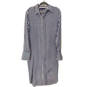 Ralph Lauren Purple Label Blue and White Striped Silk Shirt Dress – Women Size 8